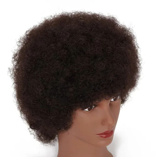 Miniatura 3 de Hairingrid Cabeza de Maniquí Afroamericana con 100% Cabello Humano Cosmetología Cabeza de Maniquí de Cabello Afro para Práctica de Peinado, Trenzado
