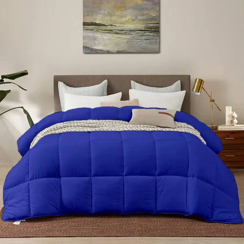 Miniatura 22 de Soild - Edredón alternativo de 3 piezas, tamaño Queen de gran tamaño (98 x 98 pulgadas), hipoalergénico, lavable a máquina, tela 100% algodón
