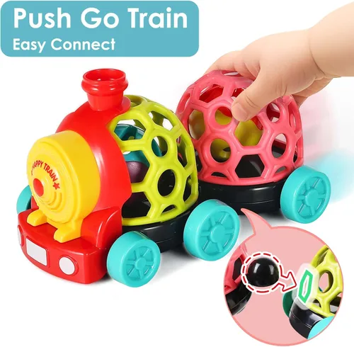 Miniatura 2 de iPlay, iLearn Tren de juguete para bebés, autos suaves para niños de 6 a 12 meses, camión musical Push N Go, sonajero sensorial para niños pequeños