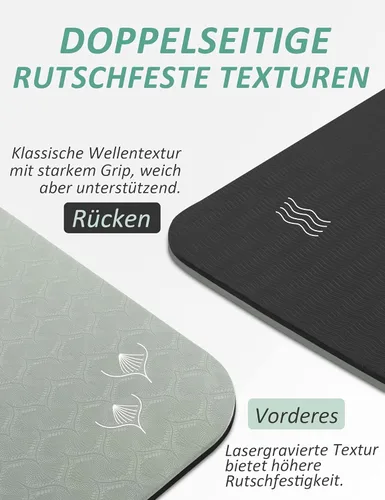 Miniatura 2 de Tapete de yoga con correa, 1/3 pulgadas extra gruesa, de doble cara, antideslizante, tapetes profesionales de TPE para mujeres y hombres, tapete