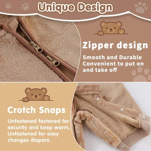 Miniatura 4 de Fairy Baby Newborn Baby Bear Outfit Suit Thin Fleece Jumpsuit Romper Hooded Winter Clothes Snowsuit Coat Infant Girls Boys