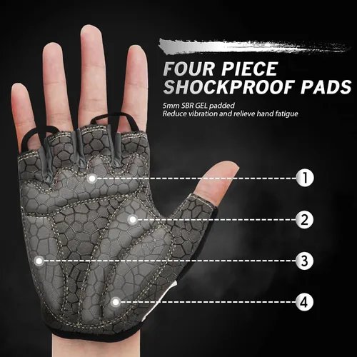 Miniatura 2 de Guantes de bicicleta para hombres y mujeres con almohadilla antideslizante que absorbe los golpes, guantes de ciclismo ligeros de medio dedo
