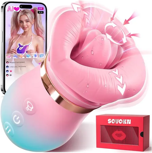 Vibrador de juguete sexual para adultos para mujeres – Sovokn 5 en 1 vibrador de succión bucal rosa juguete sexual 10 lamiendo la lengua, 3 juguetes
