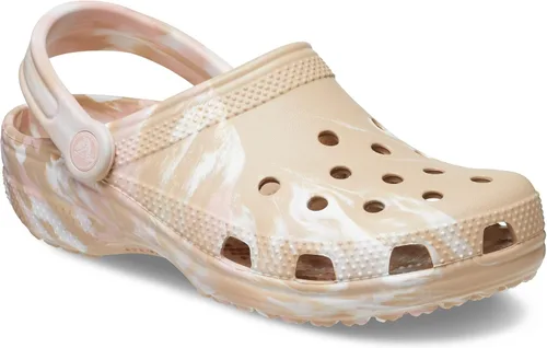 Miniatura 3 de Crocs - Zueco clásico unisex teñido con efecto mármol, Chai/rosa, talla 12 de EE. UU. para hombre