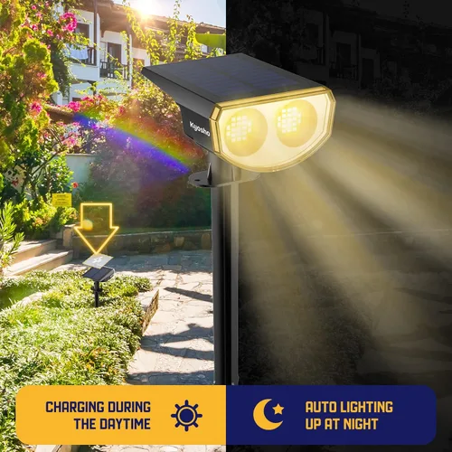 Miniatura 5 de Kyosho Luces solares para exteriores impermeables IP67, 38 luces LED solares para exteriores, foco de paisaje 2 en 1 con 3 modos para césped, Cálido
