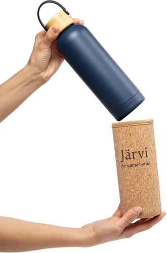 Miniatura 3 de Jarvi La Botella de Sauna - 18 oz / 550 ml Agua Fría como el Hielo y Fresca al Tacto incluso en Saunas Calientes - Capa Exterior de Corcho Natural x