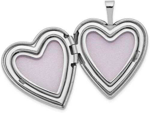 Miniatura 4 de FB Jewels Medallón de corazón de diamantes en oro blanco sólido de 14 quilates y 0.787 in, Diamante