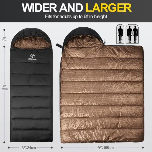Miniatura 3 de REDCAMP Saco de dormir de franela para adultos, cómodos sacos de dormir de algodón para campamento, mochileros, senderismo, con capucha desmontable