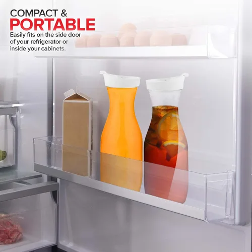 Miniatura 6 de Jarra de jugo de plástico con tapas (juego de 2) jarras de 32 onzas para barra de mimosa, jarra de bebidas con tapa, botella de agua, recipiente