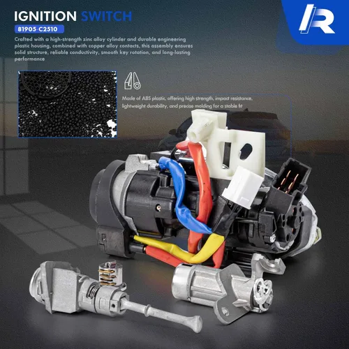 Miniatura 3 de 81905-C2510 Conjunto de interruptor de bloqueo de encendido con cerradura de 2 puertas y cerradura de guantera y llaves para Hyundai Sonata