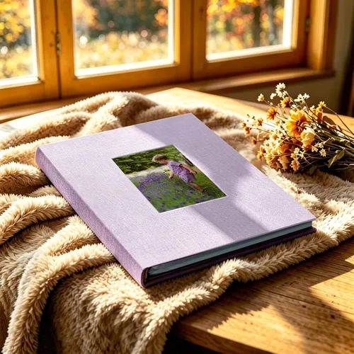 Miniatura 3 de Álbum de fotos de lino de 8 x 10 pulgadas, álbum de 26 páginas con capacidad para 52 fotos, carpeta de presentación de arte para almacenamiento