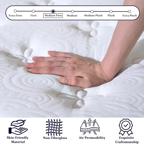 Miniatura 6 de Onlylucky Colchón tamaño King de 12 pulgadas, colchón híbrido de lujo tamaño King en una caja, resortes individuales de 7 zonas, soporte extra