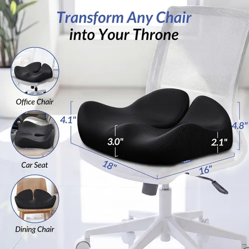 Miniatura 9 de ZIKEE Pioneering Cojín de gel para sentarse sin congestión, cojín ergonómico de espuma viscoelástica para silla de oficina para ciática, espalda