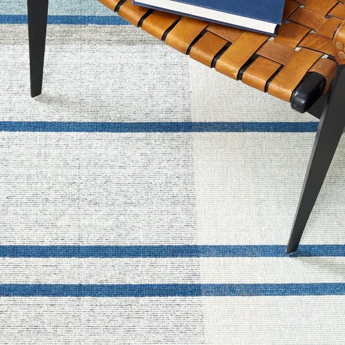Miniatura 7 de SAFAVIEH Striped Kilim Collection STK707M - Alfombra de lana de tejido plano de 2 pies 3 pulgadas x 8 pies, color azul/beige