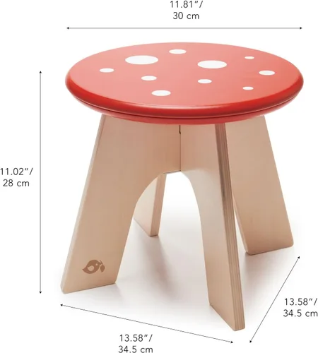 Miniatura 3 de Tender Leaf Toys - Toadstool - Adorable taburete colorido de madera maciza para niños a partir de 3 años