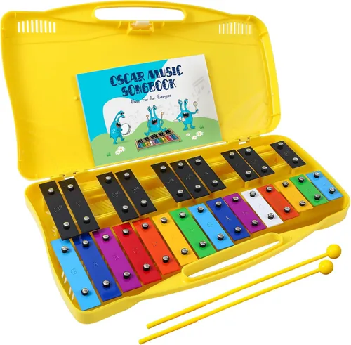 Miniatura 8 de MINIARTIS Glockenspiel Xilófono Xilófono de 25 notas con teclas metálicas coloridas para niños Instrumento musical de percusión Juguete Azul
