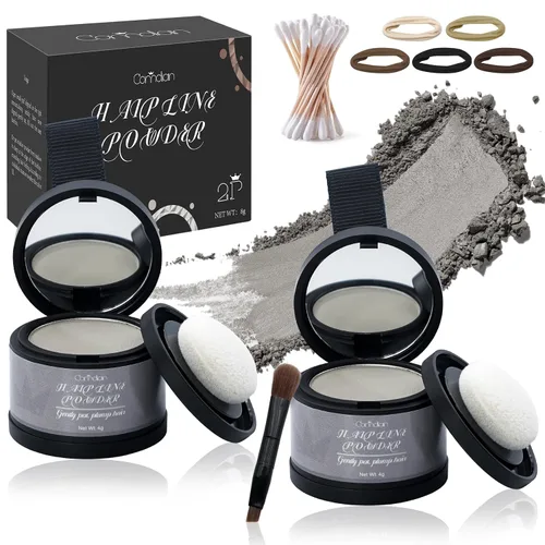Miniatura 8 de Paquete de 2 polvos de línea capilar para mujeres y hombres, se utiliza para retoques de raíces, color de cabello, adelgazamiento y cobertura