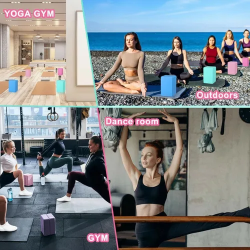 Miniatura 2 de 20 bloques de yoga de 9 x 6 x 3 pulgadas, bloques de espuma EVA de alta densidad, bloques de ejercicios de espuma de yoga que mejoran el equilibrio
