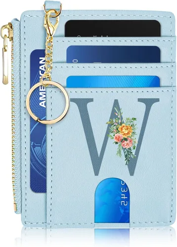 Miniatura 45 de Tarjetero para mujer minimalista y delgado con bolsillo frontal, bloqueo RFID, cartera compacta con ventana para identificación y bolsillo