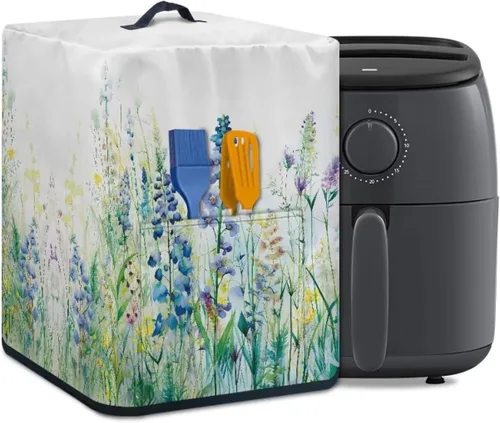 Miniatura 12 de Air Fryer Oven Dust Cover with Handle and Pocket, Easy Cleaning Electric Appliance Cover, Brown Flower Flor marrón (Brown Flower)