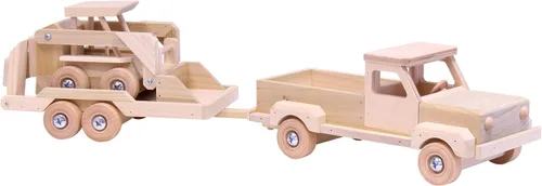 Miniatura 5 de Camión de madera y remolque plano con juego de skidloader