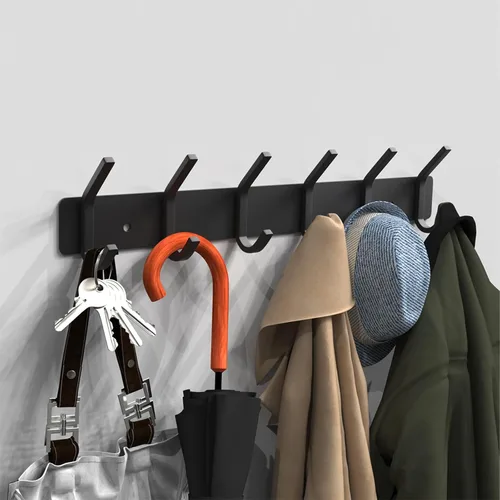 Miniatura 3 de VAEHOLD Ganchos de Pared para Abrigos Montados en Pared, Perchero con 6 Ganchos Dobles para Colgar Toalla Sombrero Abrigo Bata Bolsa Llave para Baño