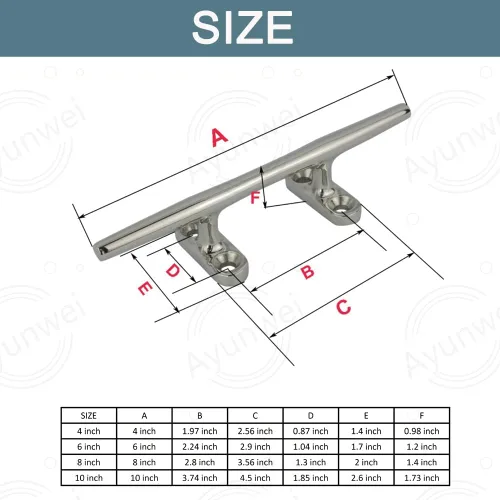 Miniatura 4 de Tacos de acero inoxidable 316 para muelle de barco, tacos de base abierta resistentes para kayak, lancha, canoa, cubierta de amarre y decoración