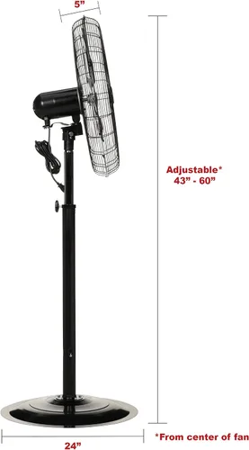 Miniatura 5 de TPI Corporation CACU-24-P, ventilador de montaje en pedestal de alta velocidad de 24 pulgadas no oscilante para comercial e industrial, garaje