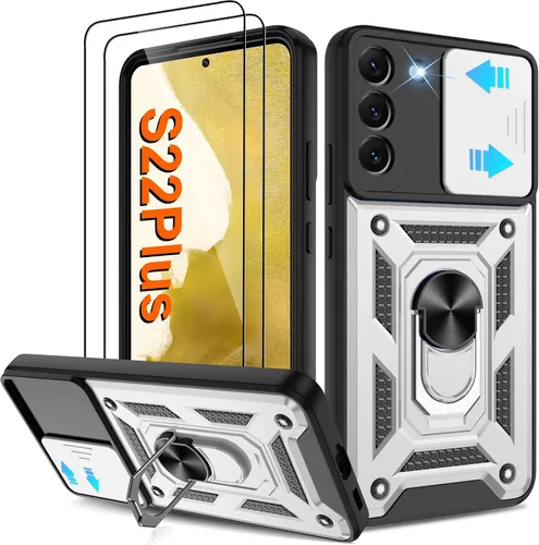 Miniatura 98 de ATUMP Funda para T-Mobile Revvl V Plus 5G con protector de pantalla HD con cubierta de cámara deslizante, soporte de anillo de rotación de 360° Negro