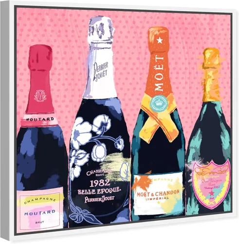 Miniatura 2 de The Oliver Gal Artist Co. Drinks and Spirits - Lienzo decorativo para pared, diseño de Pass The Bottle, con marco de champán, 16 x 16 pulgadas
