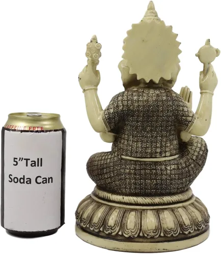 Miniatura 5 de Ebros 9.5 pulgadas de alto Hindú Supremo Dios Nritya Ganesha Chaturthi Meditación en el trono de loto con estatua de ratón Ganapati Elefante Deidad