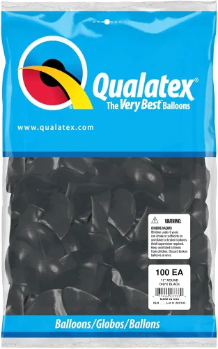 Miniatura 2 de Qualatex Globos redondos de 11.0 in, color negro ónix, paquete de 100