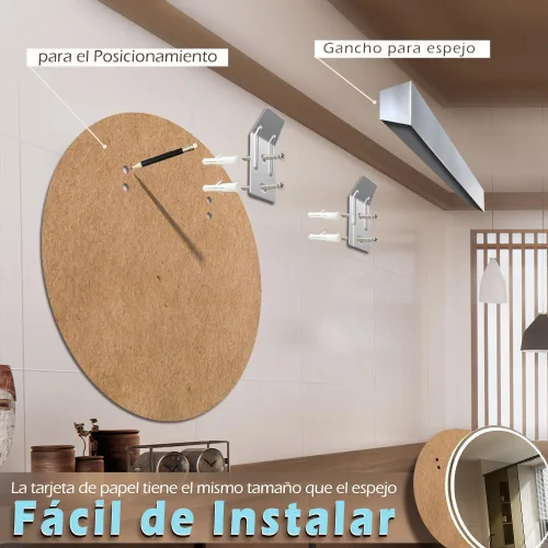 Miniatura 6 de KWW - Espejo de baño LED redondo grande de 28 pulgadas, moderno, temperatura de color ajustable, luces regulables anti vaho, fácil de instalar