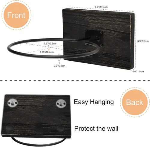 Miniatura 3 de GENMOUS Set of 3 Wood Basketball Holder Wall Mount Display for Boys Room Decor, Metal Ball Rack Display Stand for Basketball Football Volleyball