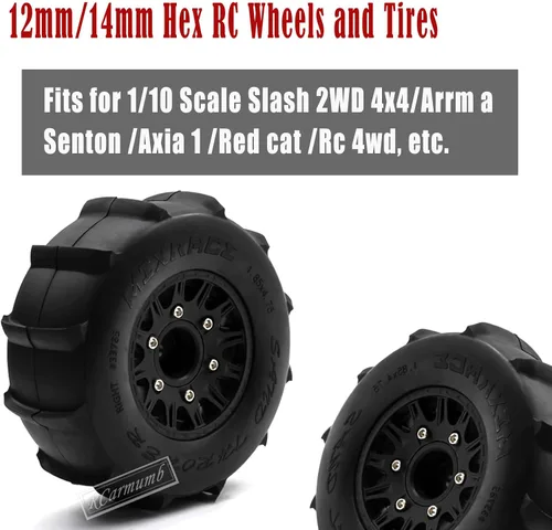 Miniatura 2 de Ruedas y neumáticos hexagonales RC de 0.472 in/0.551 in para 1/10 Slash 2WD 4×4 4wd, Arrm a Senton Axia1 Red cat Rc 4wd Hex desmontables neumáticos