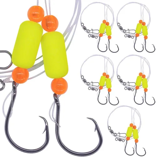 Miniatura 16 de Aparejos Pompano para Pesca de Surf en Agua Salada con Gancho de Doble Círculo y Espacio Amplio - Juego de 6 Accesorios de Pesca de Surf Paquete