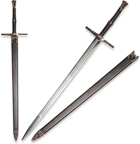 Miniatura 7 de Espada de acero plateado de Geralt de metal completo de 125cm/48.8 pulgadas, acero inoxidable, espada plateada de lobo blanco Aerondight hecha a