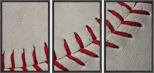 Miniatura 77 de wall26 Lienzo enmarcado para pared, juego de arte de primer plano, detalles de costuras de béisbol, atletas deportivos, fotografía, moderno