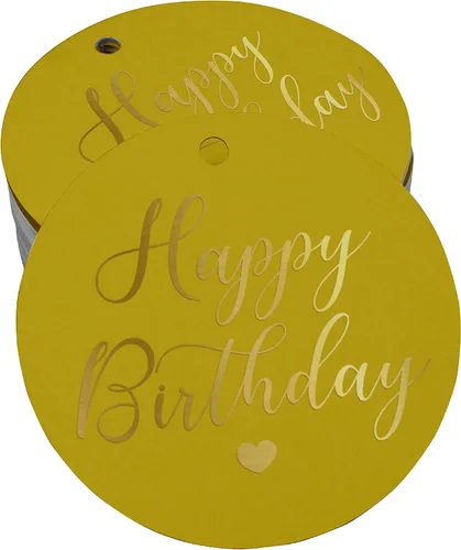 Miniatura 10 de Etiqueta de papel para colgar con texto en inglés «Happy Birthday» (50 unidades)