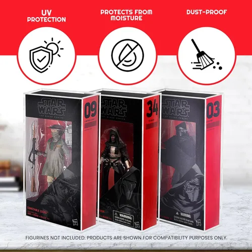 Miniatura 2 de EVORETRO Estuche de exhibición para figuras de acción de Hasbro Star Wars Black Series de 6 pulgadas - 2 paquetes - Acrílico transparente grueso