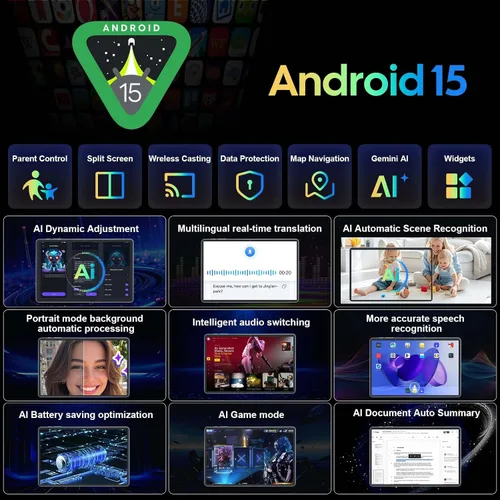 Miniatura 4 de Tablet Android 15 de 11 pulgadas 2026 con teclado, 24 GB+256 GB+2 TB expandir, tabletas PC con Gemini AI, Octa-Core, 8000 mAh, WiFi 5G, Widevine L1