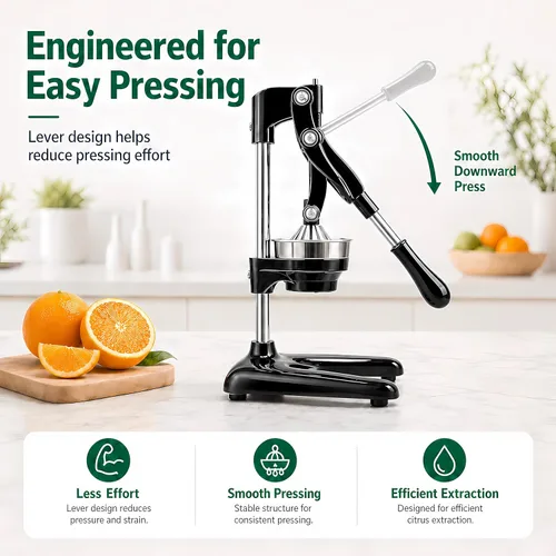 Miniatura 6 de Exprimidor manual profesional de hierro fundido para cítricos, prensa manual resistente para naranja, limón, lima, granada, prensador de jugo