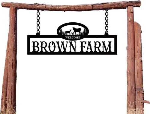 Miniatura 5 de Letrero de Metal Personalizado con Nombre de Familia Estilo Granja, Letrero de Apellido para Granja, Letrero de Dirección de Granja, Letreros