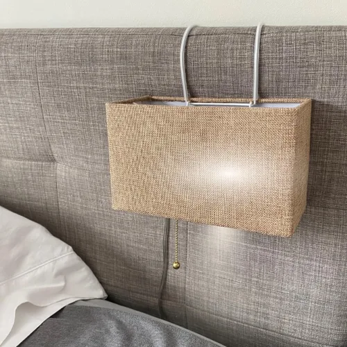 Miniatura 5 de Evelots Lámpara de lectura para cabecero de cama, lámpara de lectura suave para dormitorio con pantalla rectangular bronceada, 2 ganchos