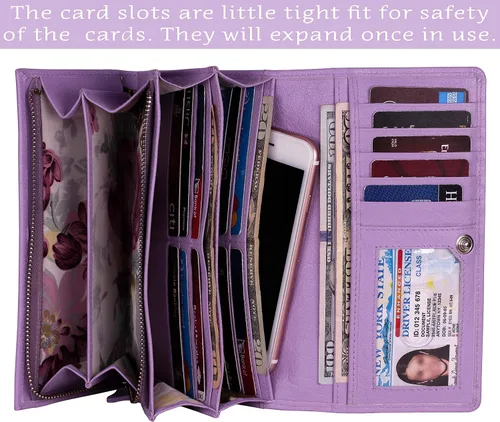 Miniatura 23 de Mou Meraki - Billetera o bolsa de mano de cuero genuino, con bloqueo de seguridad RFID, con escudo contra el robo de identidad, para mujeres