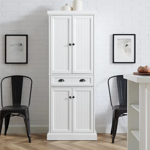 Miniatura 9 de Crosley Furniture Shoreline Coastal - Armario de almacenamiento para despensa con estantes, cocina, comedor o lavandería, color blanco