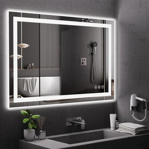 Miniatura 15 de Koonmi - Espejo de baño LED de 20 x 28 pulgadas, retroiluminación + iluminación frontal, espejo de baño LED con luces para pared, 3