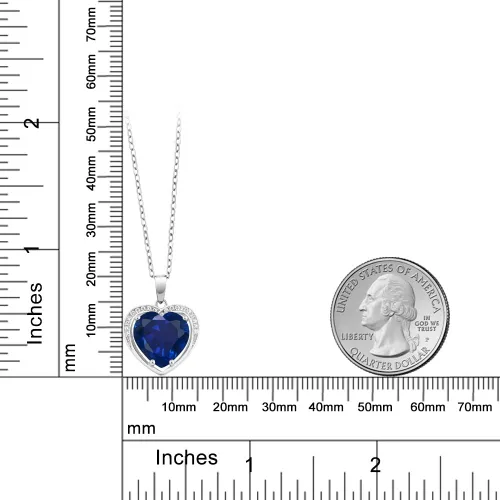 Miniatura 3 de Gem Stone King Collar con colgante de zafiro simulado de plata de ley 925 para mujer