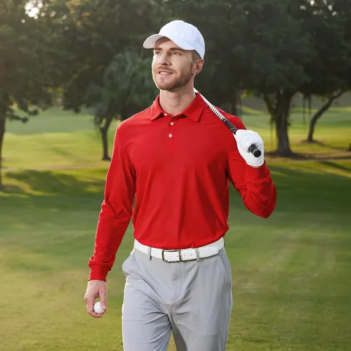 Miniatura 87 de NAVISKIN Camisas polo de manga larga para hombre, camisas de golf con cuello UPF 50 SPF para hombre, secado rápido, absorbe la humedad