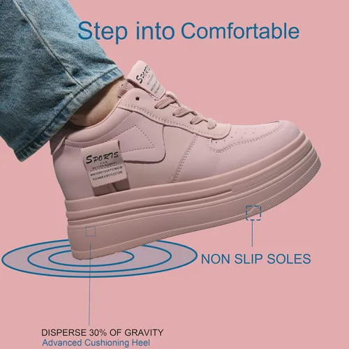 Miniatura 4 de 3.0 in con cordones de ocio calzado transpirable cuña talón femenino moda zapatillas cómodas mujeres casaul zapatos